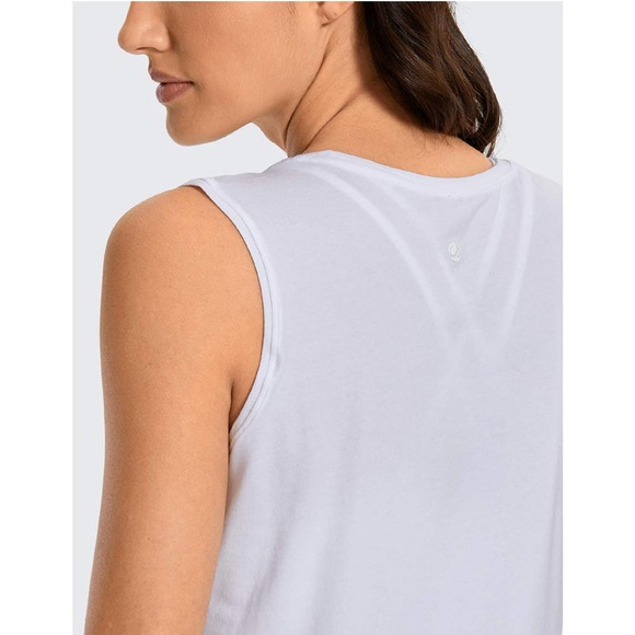 CRZ YOGA White Pima Cotton Sleeveless Long Tank Tee T-Shirt Size L - Picture 3 of 9